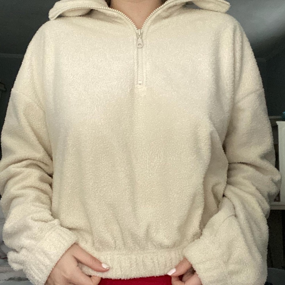 Urban outfitters cream fuzzy top